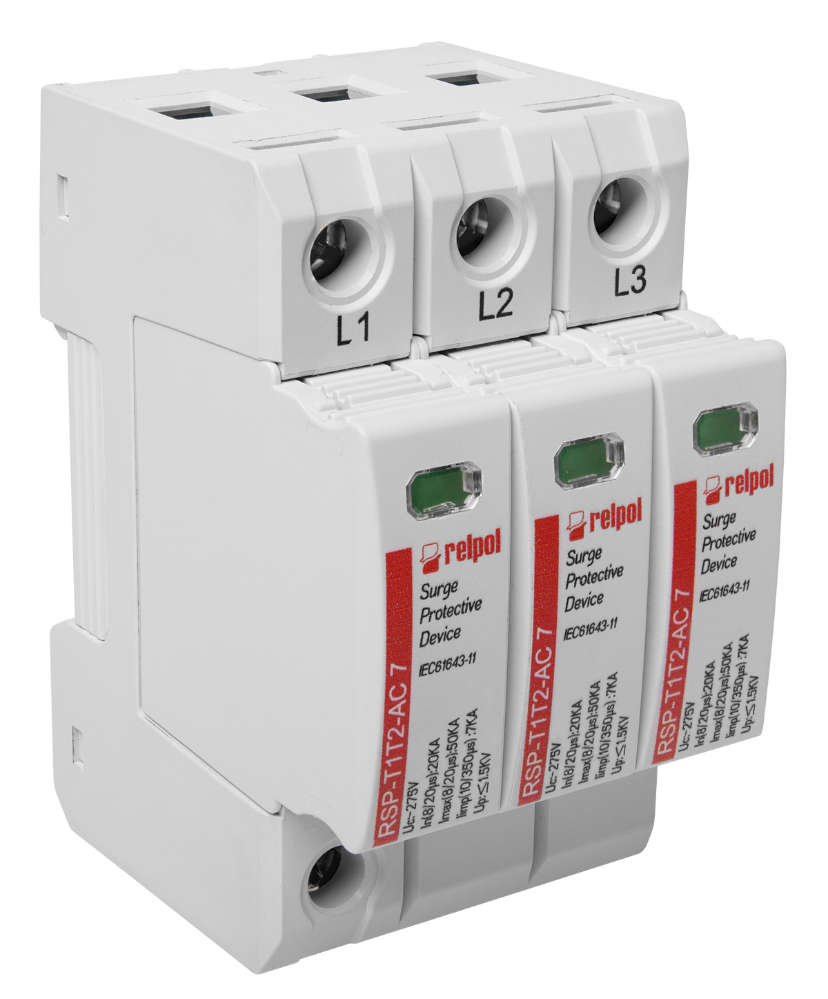 Relpol RSP-T1T2-AC 7/3P – AC Power Surge Protection