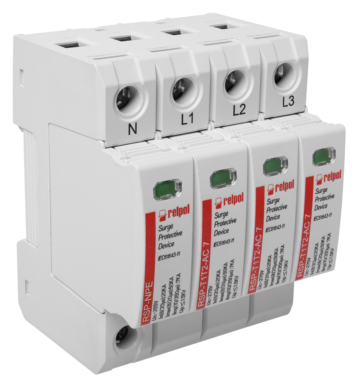 Relpol RSP-T1T2-AC 7/4P – AC Power Surge Protection