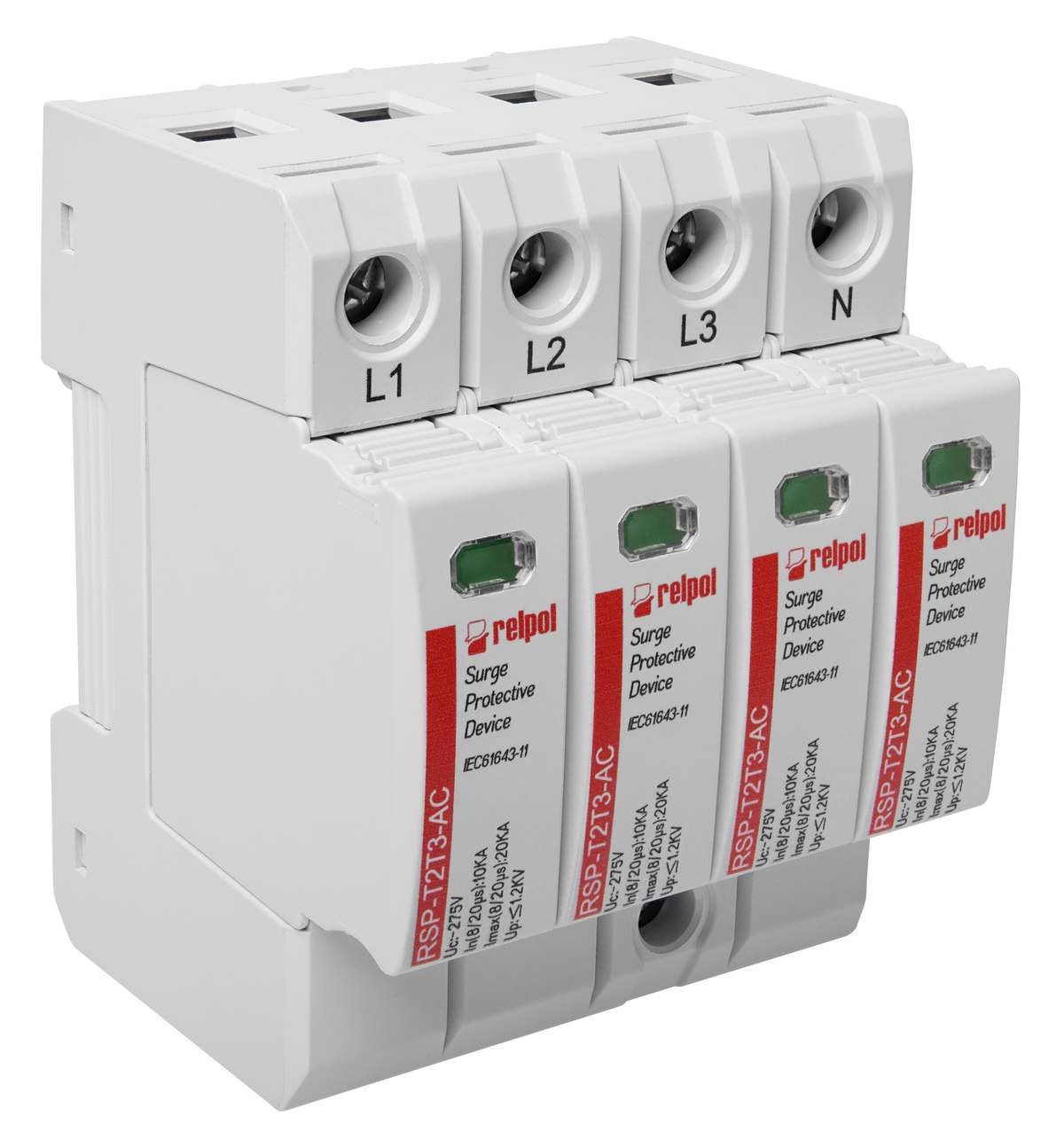 Relpol RSP-T2T3-AC/4P – AC Power Surge Protection