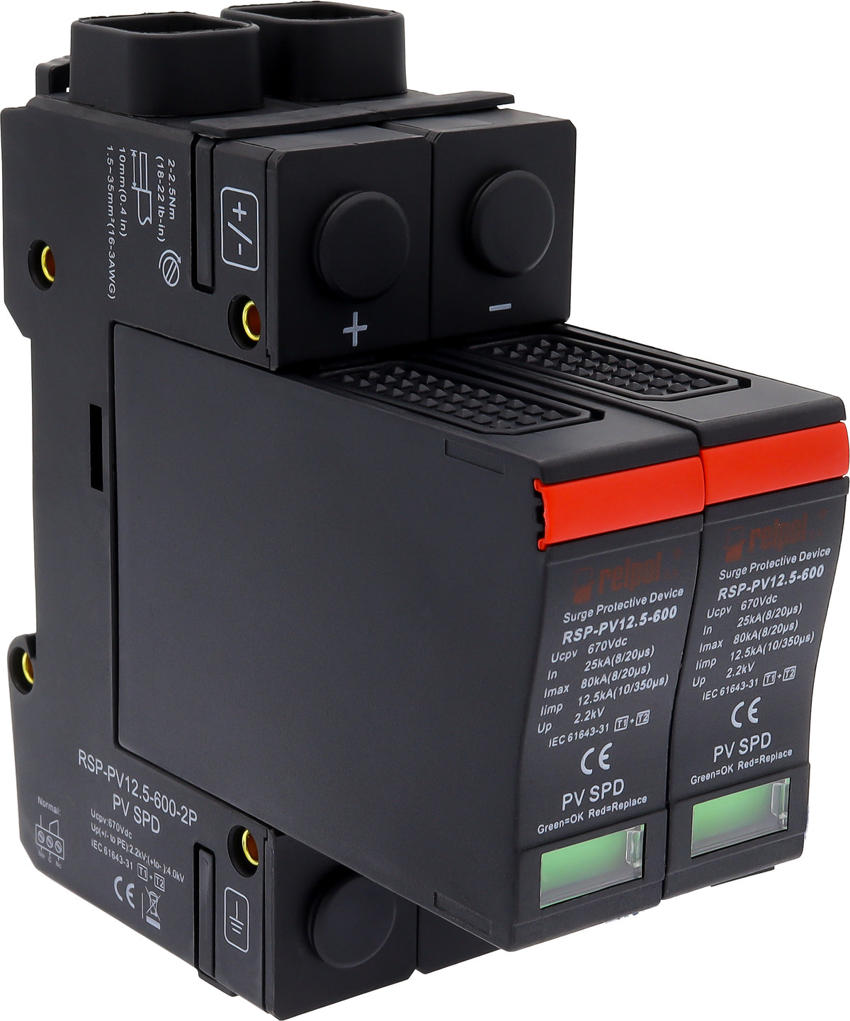 Relpol RSP-PV12.5-600-2P – Photovoltaic (PV) Surge Protection