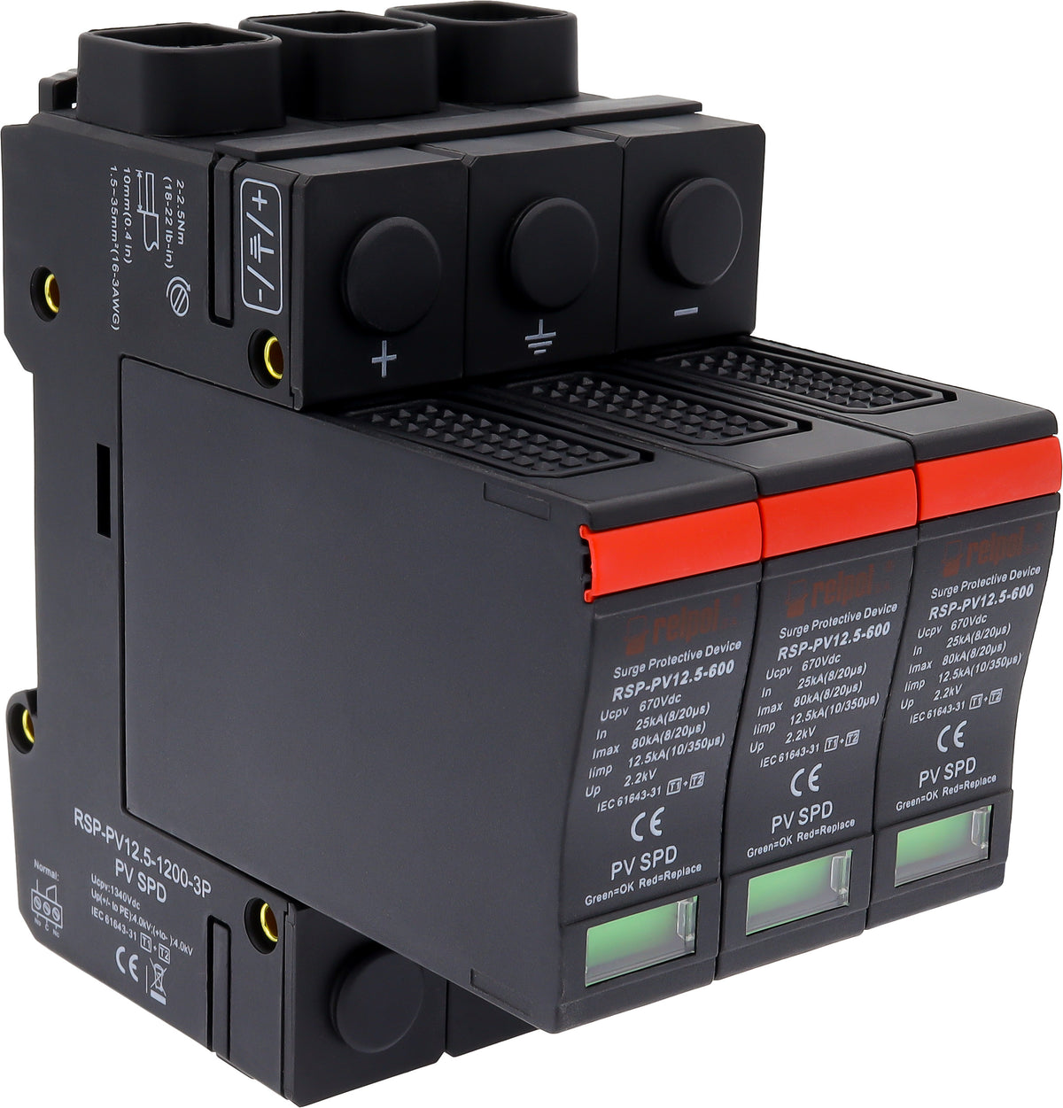 Relpol RSP-PV12.5-1200-3P – Photovoltaic (PV) Surge Protection