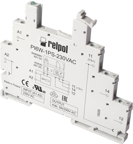 Relpol PI6W-1PS-12/24VDC red LED – Relay Sockets & Bases