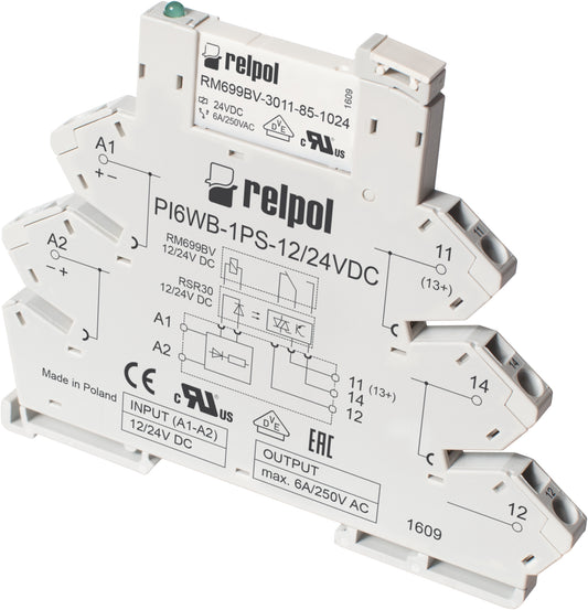 Relpol PIR6WB-1PS-24VAC/DC-R – Interface Relays